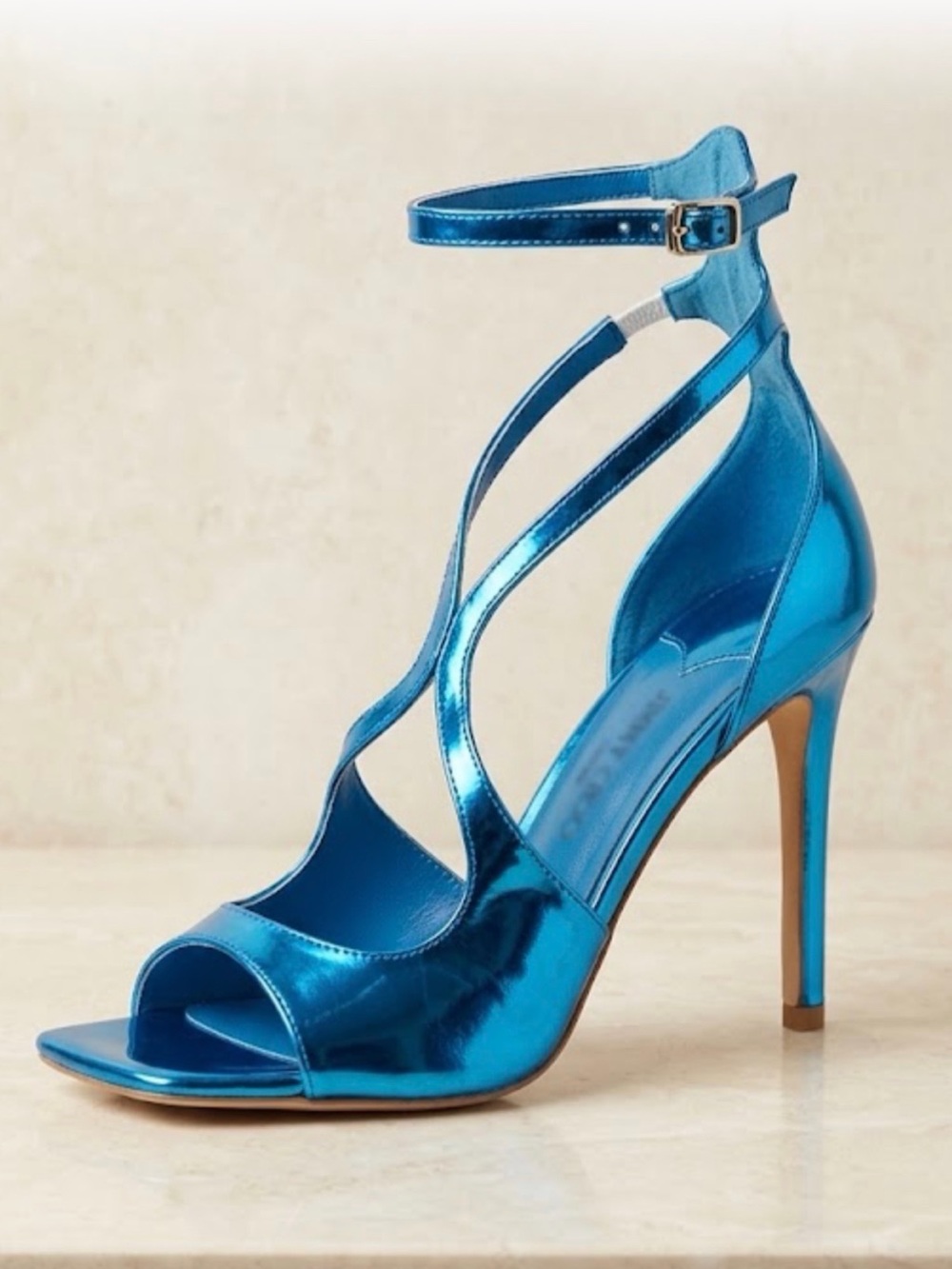 Metallic Blue Strappy High Heel Sandal - Women